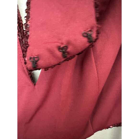 Ieena For Mac Duggal Wine Long Sleeves Sequin Evening Dress 26739 Size 2 - Picture 13 of 15